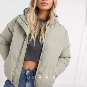 ASOS Puffer Jacket - Light Green/Gray